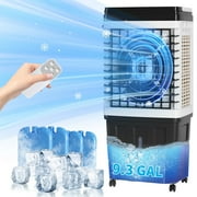 DISHUP Portable Swamp Cooler,2943 CFM Evaporative Air Cooler with 9.3Gal/35L Water Tank,7.5H Timer,Indoor or Outdoor